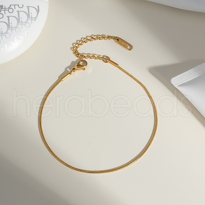 European Style Stainless Steel Round Snake Chain Anklets for Women PL9506-1-1