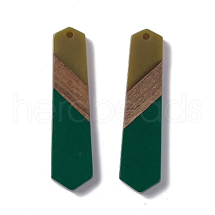Opaque Resin & Walnut Wood Pendants RESI-M027-06I-1