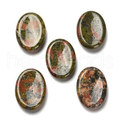 Mother's Day Gifts Oval Natural Unakite Worry Stone G-H073-06B-1