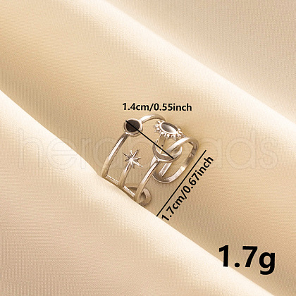 304 Stainless Steel Enamel Cuff Ring HA8093-1-1