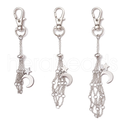 Moon & Star Alloy Swivel Lobster Claw Clasps & Brass Cable Chains AJEW-JB01337-1