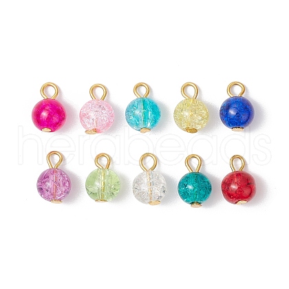 10Pcs Spray Painted Crackle Glass Charms PALLOY-JF03253-02-1