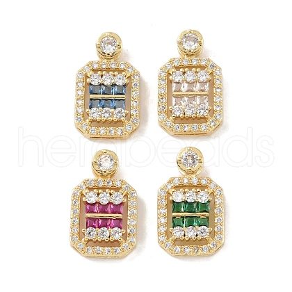 Rack Plating Brass Micro Pave Cubic Zirconia Pendants KK-A224-20G-1