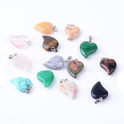 Natural & Synthetic Mixed Stone Pendants with Brass Findings G-R390-M-1