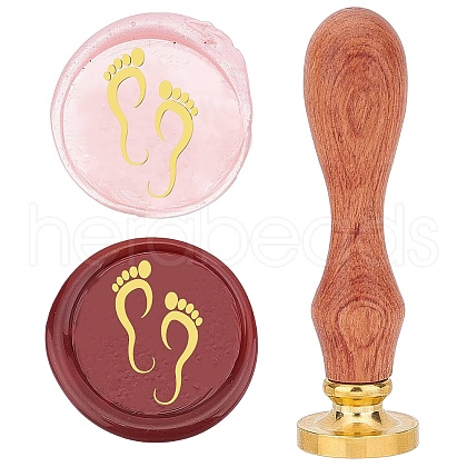 Brass Wax Seal Stamp with Wood Handle AJEW-WH0412-0033-1