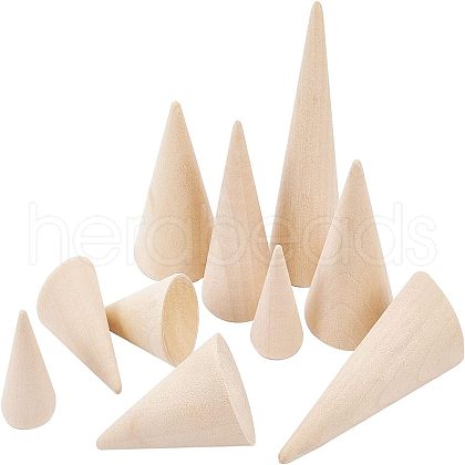 Fingerinspire 10Pcs 5 Style Wooden Ring Displays RDIS-FG0001-18-1