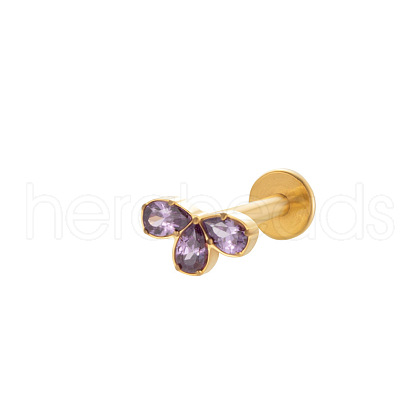 Titanium Alloy Cubic Zirconia 17 Gauge Leaf Internally Threaded Labrets WG71E87-06-1