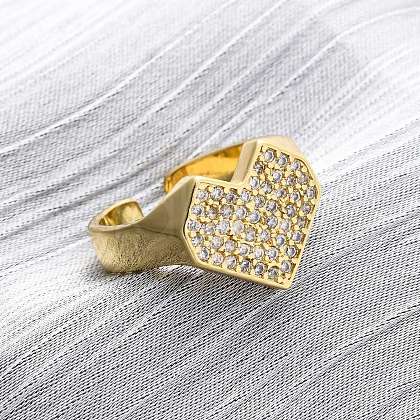 Brass Micro Pave Cubic Zirconia Adjustable Cuff Rings for Women RJEW-U053-09G-1