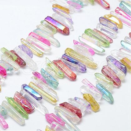 Electroplate Natural Quartz Crystal Beads Strands G-F462-03-1