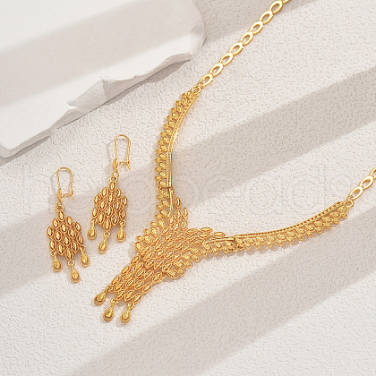 Elegant Alloy Hollow Out Tassel Bridal Earrings & Necklaces Set for Women ME8909-1