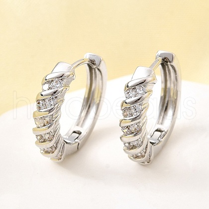 Brass Micro Pave Clear Cubic Zirconia Hoop Earrings EJEW-Z121-13P-1