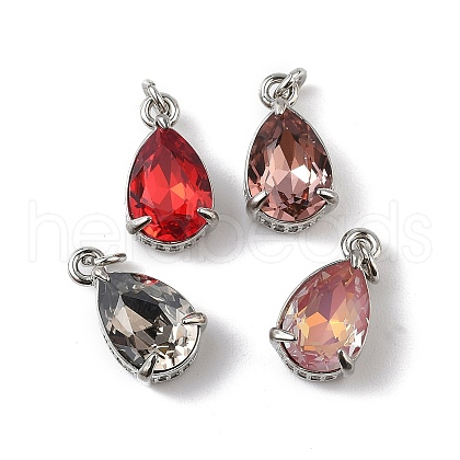 Brass Pave Cubic Zirconia Charms with Glass Crystal KK-Q039-03P-1