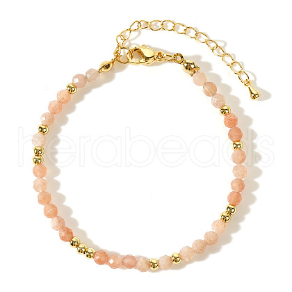 Faceted Natural Sunstone Round Beaded Bracelets for Women SO7261-7-1