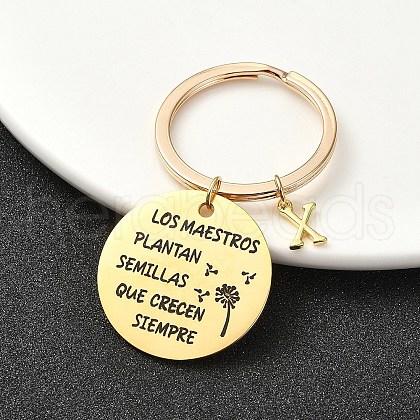 201 Stainless Steel & Brass Letter Keychain KEYC-YW00095-24-1