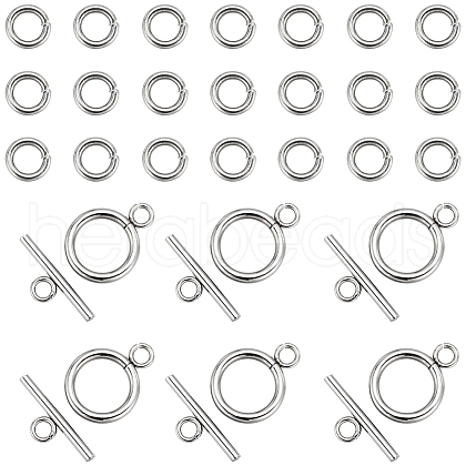 SUNNYCLUE 40Pcs 304 Stainless Steel Ring Toggle Clasps STAS-SC0007-36-1