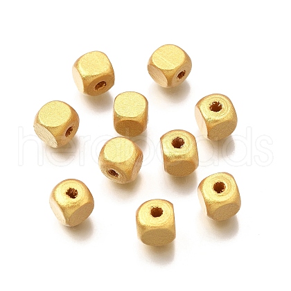 Spray Painted Wooden Beads WOOD-P021-01B-02-1