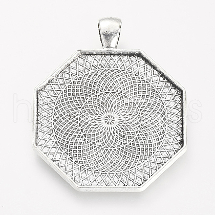Tibetan Style Alloy Pendant Cabochon Settings X-TIBEP-R351-01AS-LF-1