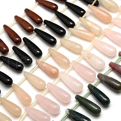 Teardrop Natural Gemstone Beads Strands G-P063-131-1