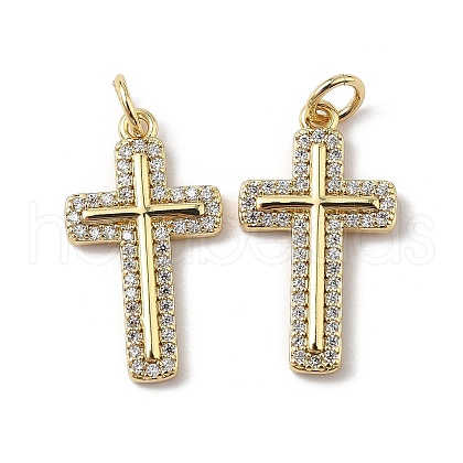 Brass Micro Pave Cubic Zirconia Pendants KK-Q039-08G-1