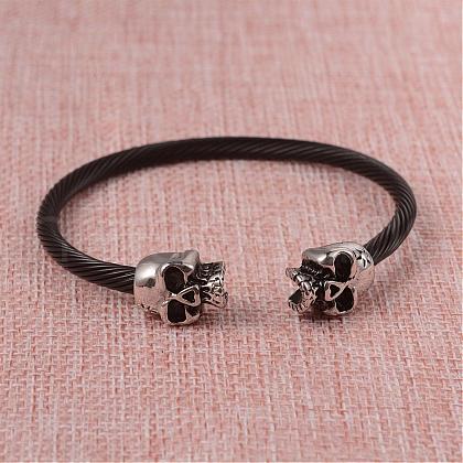 304 Stainless Steel Cuff Bangles BJEW-L605-08B-1