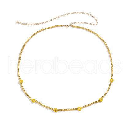 Bohemian Flower Glass Seed Beaded Waist Belly Chains for Women FS-WG02566-02-1