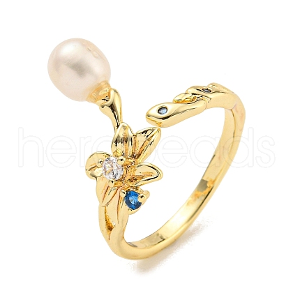 Natural Pearl Finger Ring RJEW-K265-06G-1