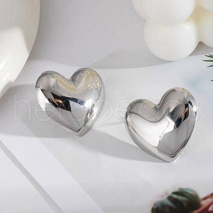 Simple Stainless Steel Heart Stud Earrings CV5398-2-1