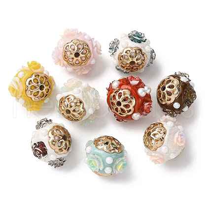 Handmade Resin Indonesia Round Beads IPDL-P005-01KCG-M-1