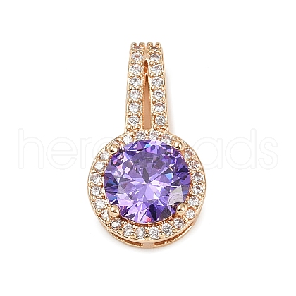 Brass Micro Pave Cubic Zirconia Pendants KK-E795-21KCG-1