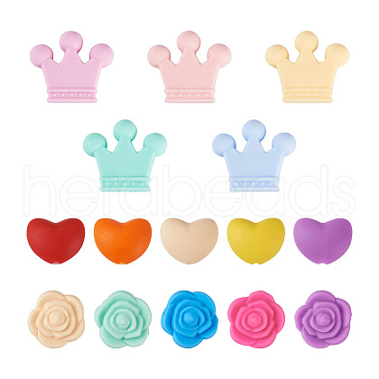 50Pcs 15 Style Food Grade Eco-Friendly Silicone Focal Beads SIL-TA0001-10-1