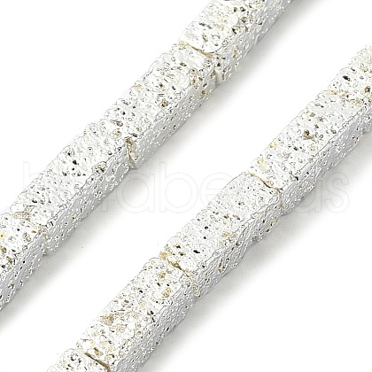 Electroplated Natural Lava Rock Beads Strands G-I360-K04-04-1