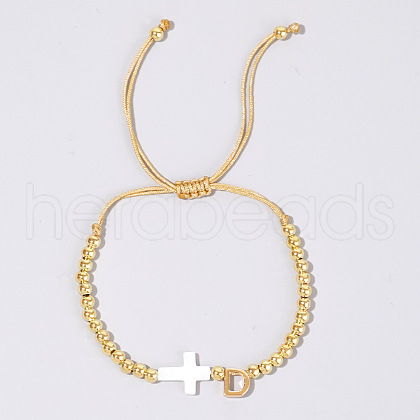 Brass Round Bead Braided Bead Bracelets VB3830-4-1