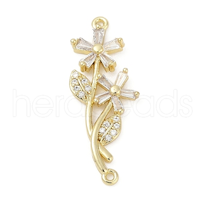 Brass Clear Cubic Zirconia Connector Charms KK-Z094-06G-03-1