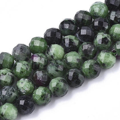 Natural Ruby in Zoisite Beads Strands G-S345-10mm-003-1