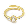 Mother's Day Rings Oval Rack Plating Brass Micro Pave Cubic Zirconia Ring RJEW-F162-03G-3