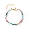 Natural 3mm Faceted Round Gemstone Beaded Bracelets for Women XA1596-1