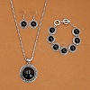 Flat Round Alloy with Synthetic Turquoise Pendant Necklaces & Dangle Earrings & Link Bracelets Sets WGD1135-03-1