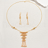 Geometric Cutout Fringe Brass Necklaces & Earrings Set for Women EH0238-5