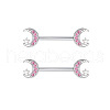 304 Stainless Steel Pink Cubic Zirconia Nipple Rings WGE5BE3-03-1