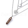 Bullet Natural & Synthetic Gemstone Pendant Tiered Necklaces NJEW-JN02457-3