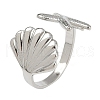Brass Adjustable Cuff Rings for Women RJEW-B132-02B-P-4