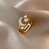 Brass Micro Pave Clear Cubic Zirconia Open Cuff Rings for Women FS-WGCF28E-01-1