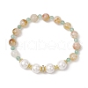 3Pcs Natural Green Aventurine & Citrine & Amethyst & White Jade Imitation Morganite Beaded Stretch Bracelets for Women BJEW-JB11932-3