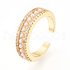 Brass Micro Pave Clear Cubic Zirconia Cuff Rings for Women KK-T074-16G-4
