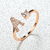 Brass Micro Pave Cubic Zirconia Cuff Rings for Women FS-WGA4C54-01-1