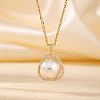 Brass Pave Clear Cubic Zirconia Pendant Necklaces ER6847-3
