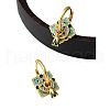 Flat Round with Flower Ethnic Style Brass Enamel Hoop Earrings FS-WG90927-01-4