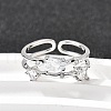 Teardrop 925 Sterling Silver Cubic Zirconia Adjustable Cuff Rings for Women RJEW-S631-02P-1