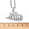 304 Stainless Steel Hollow Cut Cowboy Hat Pendant Necklaces NJEW-H065-30P-3