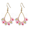 Resin & Glass Seed Beads Teardrop Dangle Earrings EJEW-MZ00401-01-2